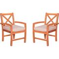 Walker Edison Furniture X-Back Acacia Patio Chairs with Cushions, 2PK OWXB2BR
